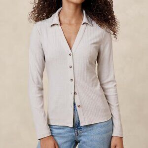 Banana Republic Oatmeal Heather Collared Drop Needle Shirt/NWT/XL
